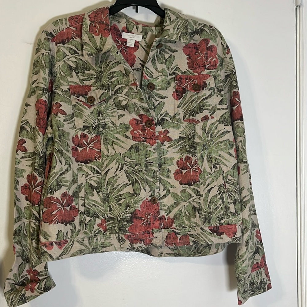 Charter Club Floral Jacket - Red and Green PL